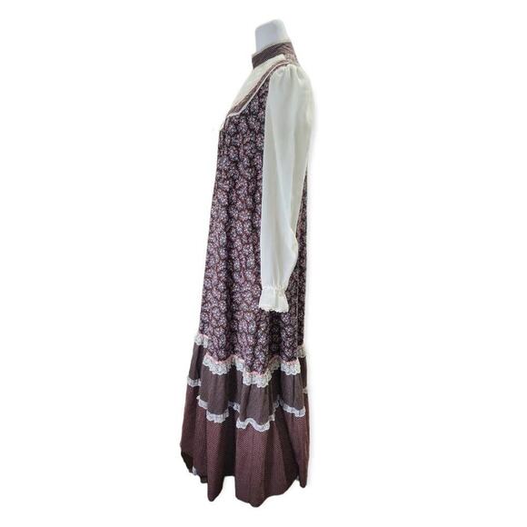 Vintage Gunne Sax 70s Floral Print Maxi Dress Cottage Prairie - Picture 6 of 14